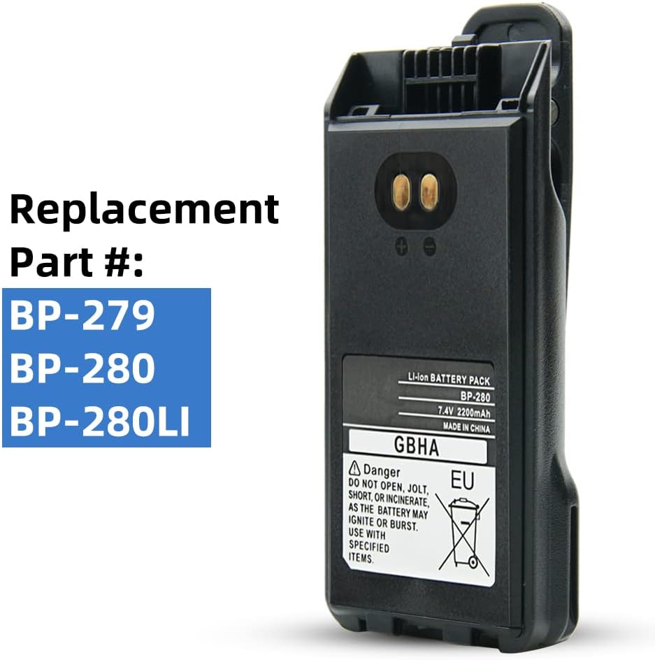 3Pack BP-279 BP-280 Li-ion Battery for ICOM F1000, F2000, F1000D, F2000D, F1000S, F2000T Two Way Radio Replacement Battery