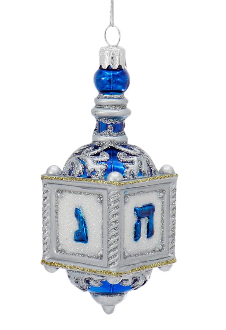 Kurt S. Adler Noble Gems Glass Dreidel Ornament, 5-Inches, Multicolor
