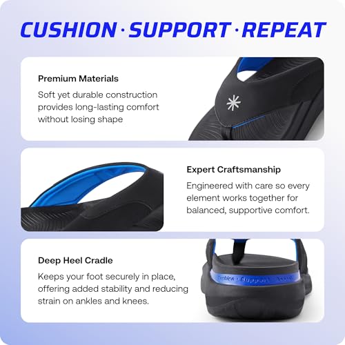 VALSOLE Heavy Duty Support Pain Relief Orthotics Sandals - 220+ lbs Plantar Fasciitis High Arch Support Slippers for Men, Flat Feet Orthotic Flip Flops, Absorb Shock with Every Step,Black2