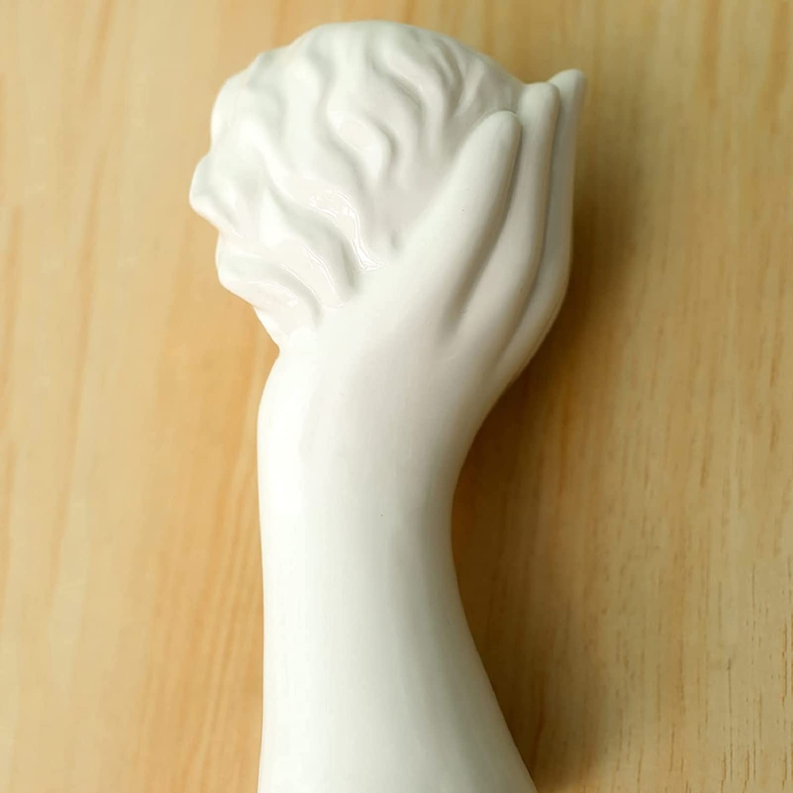 Vaso in ceramica per arte del e moderne per sculture vaso da tavola per matrimonio ufficio decorazione per la casa (viso bianco con mano sul collo, S