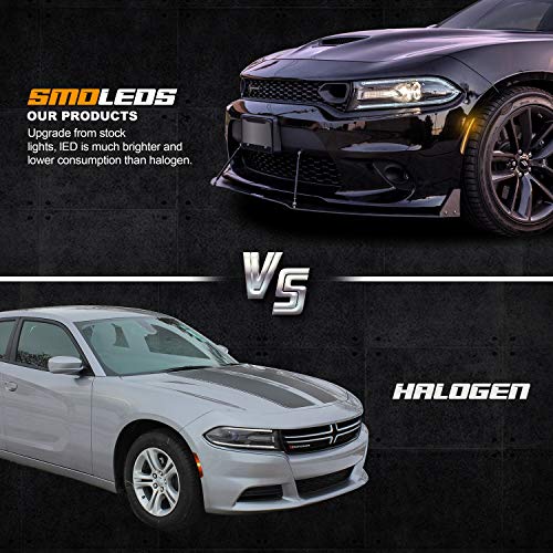 NDRUSH Smoked Lens LED Side Marker Lights Front Bumper Sidemarker Lamps Reflectors Compatible with 2015 to 2020 Dodge Charger Amber - Pack of 2 - Thumbnail 2