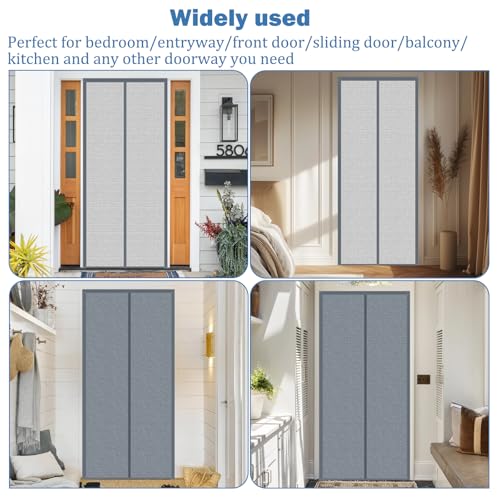 Rideau de porte magnétique isolant thermique gris 61x180 cm