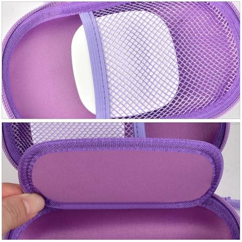 Image of GWCASE 2-in-1 Contact Lens Travel Case for Eyeglasses & Sunglasses | Hard PU Exterior Bag with Soak Storage Kit Included Built-in Mirror Tweezer Contact Lens Solution Bottle-Purple(No Glasses)