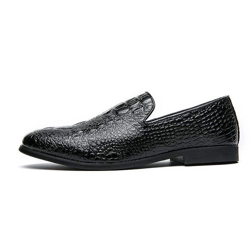 Santimon Men's Crocodile Pattern Slip-On Loafer Shoes for Men Fashion Dress Shoes Tuxedo Shoes2