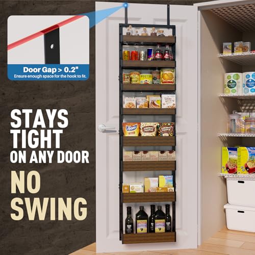 STURDIFLOW 8-Tier Over The Door Pantry Organizer | Spice Rack Wall Mount with No-Shake Design, Adjustable Baskets | Hanging Seasoning Shelves, Storage Organization for Kitchen Cabinet & Closet - Image 3