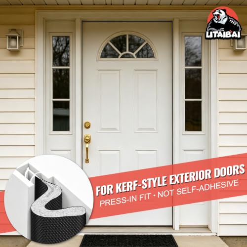 Image of Litaibai 60 ft Kerf Weather Stripping Door Seal for Exterior Doors, Black