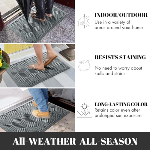Yimobra Outdoor Indoor Runner Mat 72x24, All-Season Waterproof Entrance Mat for Front Door with Drainage Holes, Heavy Duty Non-Slip Doormat for Garage Patio Entryway, Black Gray