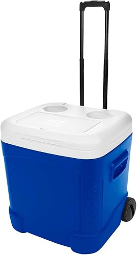 Miniatura 4 de Igloo Hielera de rodillos con ruedas, color blanco/azul, 60 cuartos de galón
