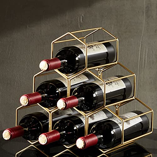 Soporte para botellas de vino metálico de pared dorado miniatura 3
