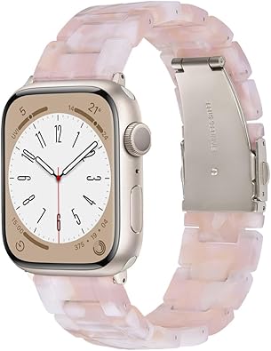 CRIS-BAND Compatible with Resin Apple Watch Bands Series 7/8/9/10/11 46mm 45mm 44mm 42mm for Women,Fancy Strap for iWatch Ultra 3/2 49mm Series 6/5/4/3/2/1/SE3 Slim Light Bracelet Wristband