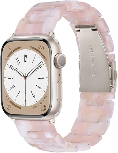 CRIS-BAND Compatible with Resin Apple Watch Bands Series 7/8/9/10/11 46mm 45mm 44mm 42mm for Women,Fancy Strap for iWatch Ultra 3/2 49mm Series 6/5/4/3/2/1/SE3 Slim Light Bracelet Wristband