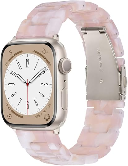 CRIS-BAND Compatible with Resin Apple Watch Bands Series 7/8/9/10/11 46mm 45mm 44mm 42mm for Women,Fancy Strap for iWatch Ultra 3/2 49mm Series 6/5/4/3/2/1/SE3 Slim Light Bracelet Wristband