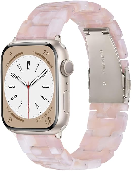 CRIS-BAND Compatible with Resin Apple Watch Bands Series 7/8/9/10/11 46mm 45mm 44mm 42mm for Women,Fancy Strap for iWatch Ultra 3/2 49mm Series 6/5/4/3/2/1/SE3 Slim Light Bracelet Wristband