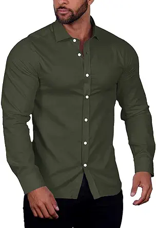 COOFANDY Men's Muscle Fit Dress Shirt Wrinkle Free Long Sleeve Button Down Shirt