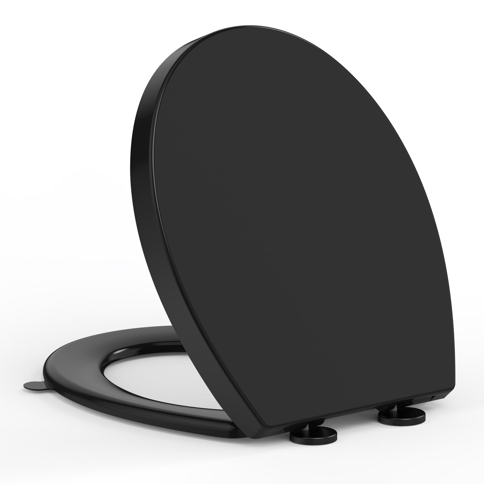 YEAUPE PRO Tapa WC Universal Forma O, Asiento de Inodoro de Cierre Suave en Forma de O con Liberación Rápida para una Fácil Limpieza, Estándar Ovalados, Negro, 44,6 x 37,2 x 4,3cm