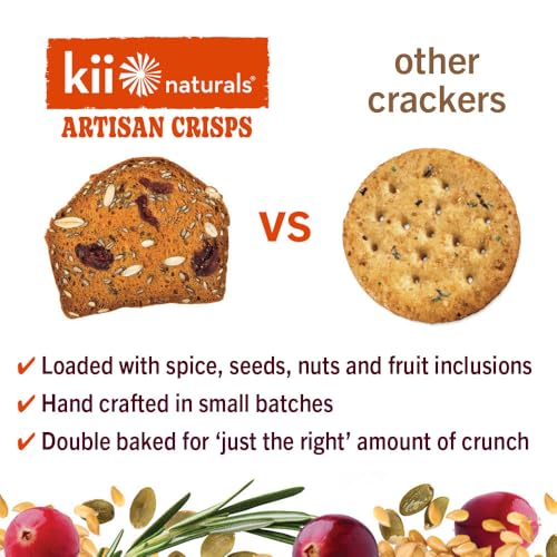 image for Kii Naturals Artisan Crisps, Healthy Snack Crackers for Cheese, Meats,