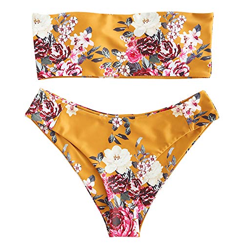 ZAFUL Women Solid Color Strap Padded Front Knot Bikini Set Cute Two Piece Swimsuits