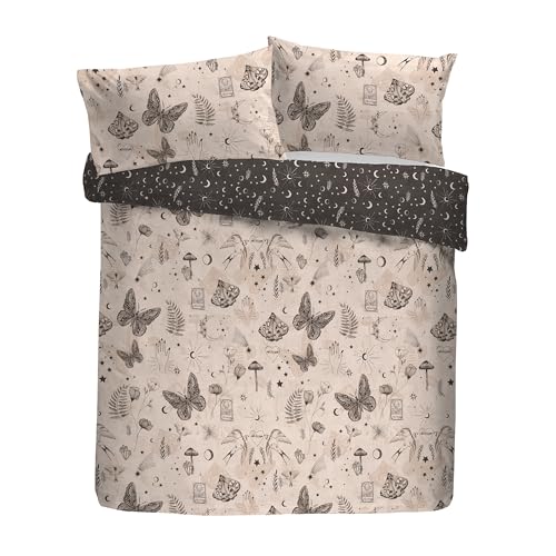 Parure de lit 52% polyester recyclé 48% coton imprimé céleste 200x200