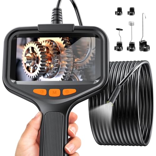 Lovcoyo 4.3" Camera Endoscopique, 1080 HD Camera Inspection Canalisation avec 8 LED Réglables,IP67 Étanche Endoscope Industriel Caméra, Caméra Endoscopique 16.5FT/5M, 2600mAh