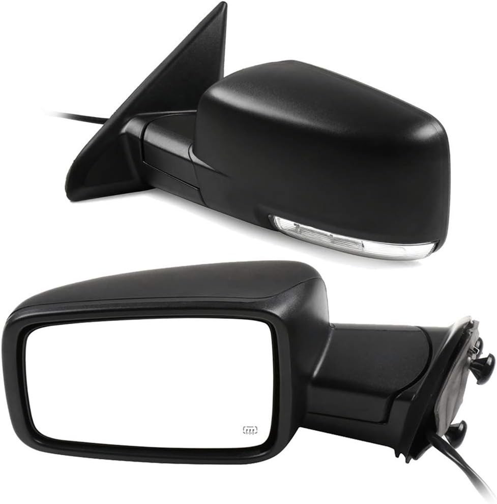 ECCPP Heated Side Mirrors Rear View Mirrors fit 2011-2013 For Dodge For Ram 1500 3500 2011-2015 For Ram 2500 2009-2010 For Dodge For Ram 1500 with Power Heated Turn Signal Light Manual Fold Black