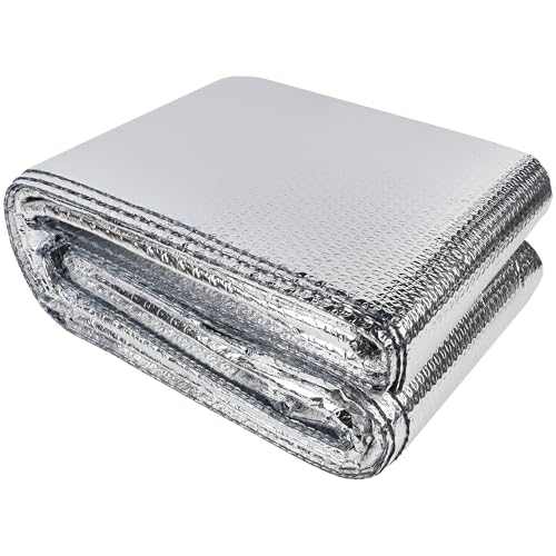 winemana Window Insulation Roll, 48IN x 20FT Reflective Heat Shield Bubble Film, Double-Sided Aluminum Foil Insulation, Weatherproof Garage Door Cover for Windows, RV, Basement, Winter & Summer