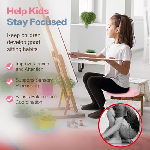 Image of kisnbld Wobble Cushion, Extra Thick Wiggle Seat for Sensory Kids, Non-slip Balance Disc with Inflation Pump for Adults Core Strength, Posture Improvement & Physical Therapy (13.5in /34cm)