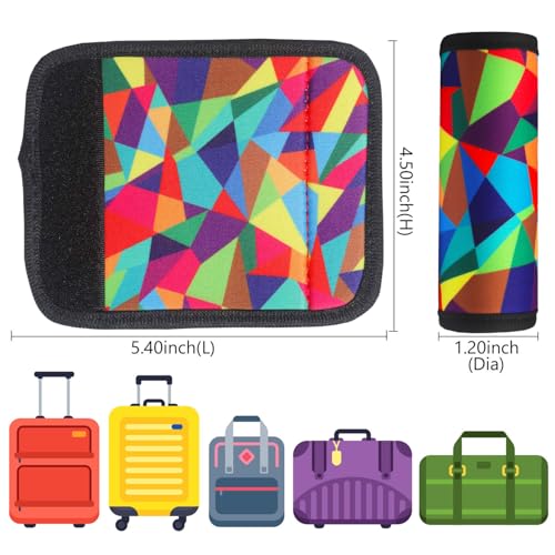 Luggage Handle Wrap 2 Pack Luggage Handle Wraps for Suitcase Bright Neoprene Luggage Handle Covers/Extender/Identifiers-Travel Accessories Must Haves (Geometry-2 Pack)2