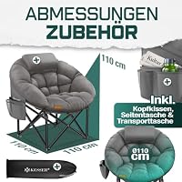 KESSER® Campingstuhl Chillexer faltbar 150 Kg Klappstuhl Ultraleicht und breit, Dickes Polster mit bequemen Kissen und Seitentasche, Cover, Outdoor + Indoor - rund, Camping, Angeln, Festival, Strand – Ansicht 2