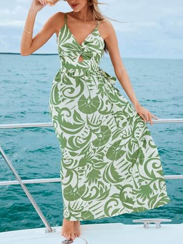 Image of CUPSHE Women's Maxi Dress Floral Print Twisted V Neck Sleeveless Long Dress Summer Casual Dress
