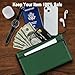 HAUTOCO Money Bag with Zipper 11x6.1 inch Money Pouch with Lined PU Leather Bank Bag Two Pockets Utility Wallet for Cash Check Receipt Coins Cosmetics, Deep Green