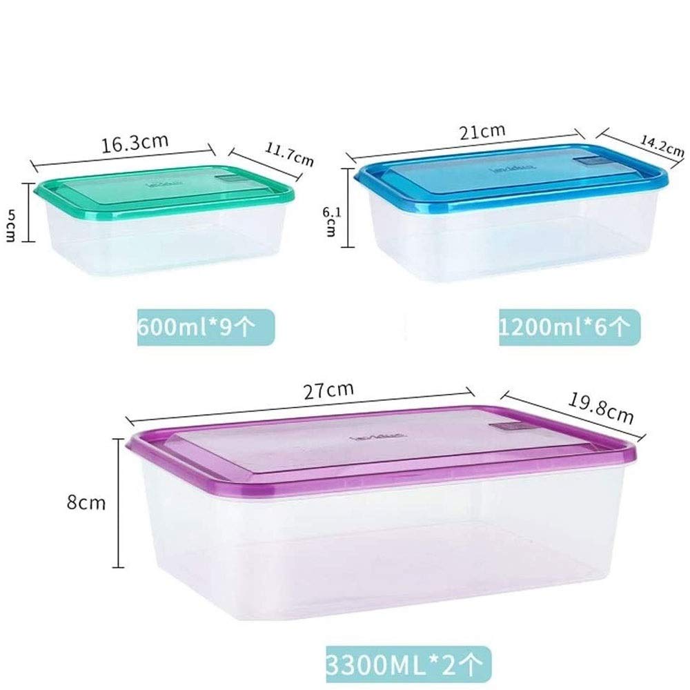 Juego de 17 Cajas de Almacenamiento para loncheras, Caja de Almacenamiento Rectangular de plástico para refrigerador, Caja para congelador de Material PP5 de Grado alimenticio, LON