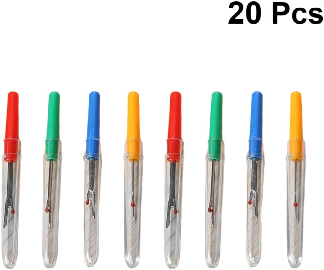 GLSTOY 20pcs Seam Ripper Thread Cutter Kit with Concave Point for Cutting Stitches and Removing Vacuum Bar, Plastic and Metal Sewing Remover Tools for Embroidery and Sewing Random Color