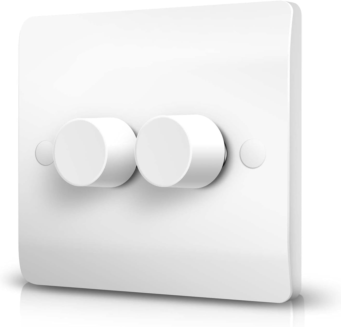 LED Dimmer Switch, Trailing Edge Double Dimmer Light Switch for Dimmable LED/Halogen Lights, Rotary Push On/Off, 2 Gang 1 Way/2 Way, 3-150 Watts, White