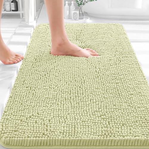 Image of OLANLY Bathroom Rugs 35x24, Extra Soft Absorbent Chenille Bath Rugs, Rubber Backing Quick Dry, Machine Washable Bath Mats for Bathroom Floor, Tub and Shower, Home Decor Accessories, Vanilla