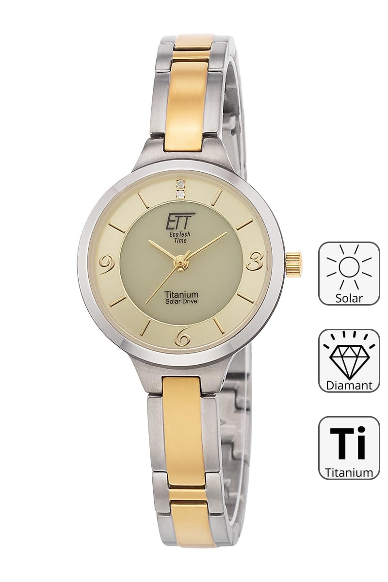 ETT Eco Tech Time Solar Damen Uhr Analog mit Titan Armband ELS-12148-61M