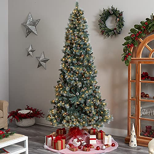 Nearly Natural 9ft. Frosted Tip British Columbia Mountain Pine Artificial Christmas Tree with 700 Clear Lights, Pine Cones and 1512 Bendable Branches by Nearly Natural - Image 7