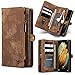 Produktbild hodudu PU Leder Multifunktionale große Kapazität Wallet Case mit Magnetverschluss 11 Kartenfächer Reißverschluss Wallet Cover für Samsung 6,2 Zoll 5G 2021 Braun
