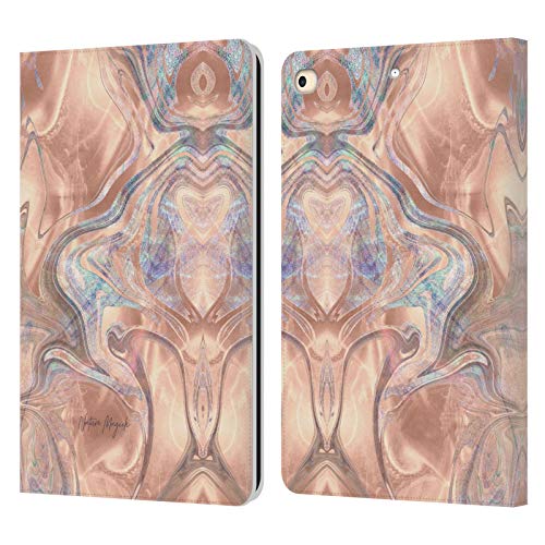 Étui portefeuille en cuir iPad 9.7 motif bronze marbre or rose élégant