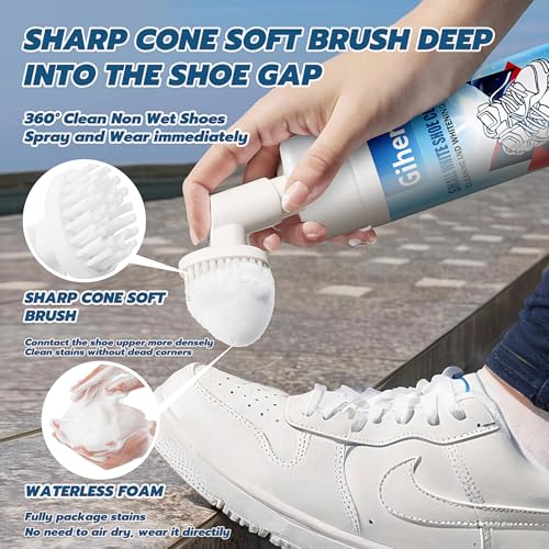 Gihen Shoe Cleaner Kits (9.17 oz), Water-Free Foam Shoe Cleaner with Shoe Brush and Shoe Cloth, Sneaker Care - image 6