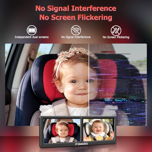 Image of Itomoro Baby Car Camera for 2 Kids, 7 inch HD 1080P Dual Camera Split Screen