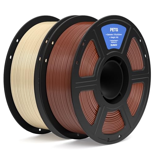 ELEGOO PETG Filament 1.75mm Brown & Beige 2KG 3D Printer Filament Dimensional Accuracy +/- 0.02 mm 2pcs 1kg Spool(2.2lbs) Fits for Most FDM 3D Printers