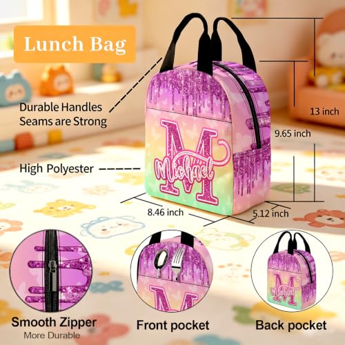 Image of Custom Backpack for Girls Personalized Kids Backpacks Back to School Set | Kid Customized Toddler Girl Backpack with Lunch Bag Book Bag Kindergarten Prek Preschool Gifts Rainbow Butterfly