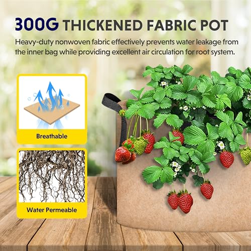 iPower Grow Bag 15 Gallon 6-Pack Heavy Duty Plant Pots, 300g Thick Nonwoven Fabric Containers Aeration with Nylon Handles, for Planting Vegetables, Fruits, Flowers, Tan 2024 Version - Image 4