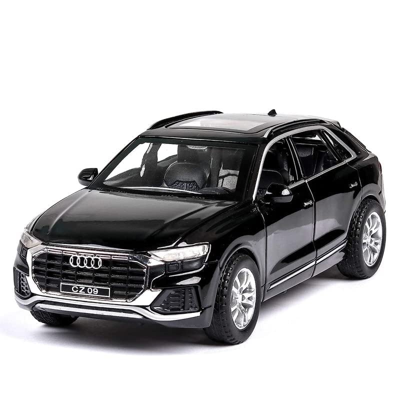 Image of LONGMIRE Metal Diecast Car 1:32 Audi Q8 Pull Back Super Car Model with Openable Doors & Sound Light Boys Gifts Toys Car for Kids Pack of 1, Multicolor