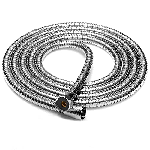Extra Long Shower Hose 118 Inches , Flexible Stainless Steel Handheld Shower Hose, Anti-Explosion Anti-Kink Leakproof Hose, Universal Brass Connectors, Replacement Metal Extension Shower Hose