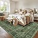 5x7 Green Washable Rug for Living Room Large Vintage Distressed Bedroom Rug Low Pile Non-Slip Soft Boho Carpets for Bedroom Dining Room Home Office Indoor Nursery