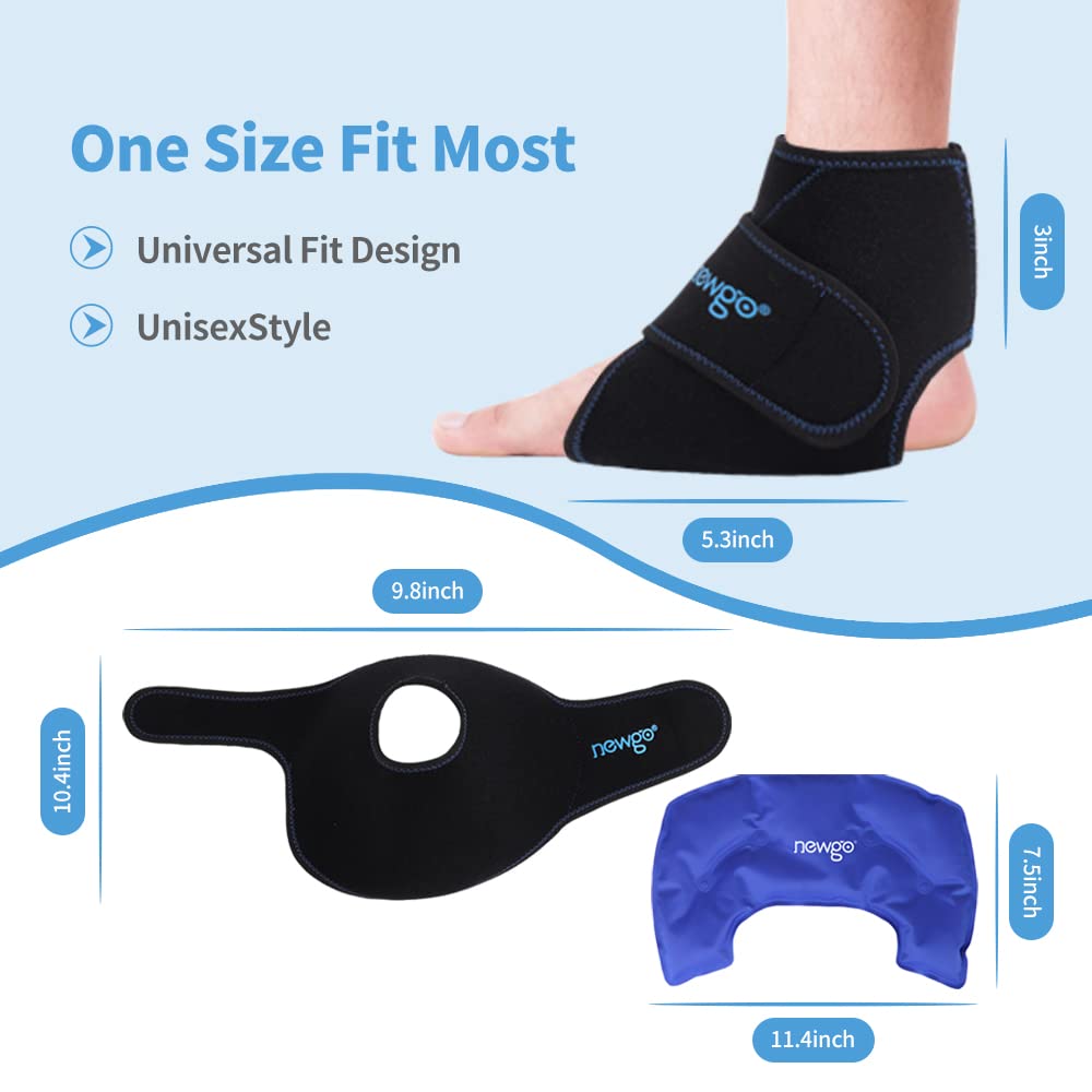 NEWGO Ankle Ice Pack Reusable Ankle Ice Wrap Gel Cold Pack for Ankle