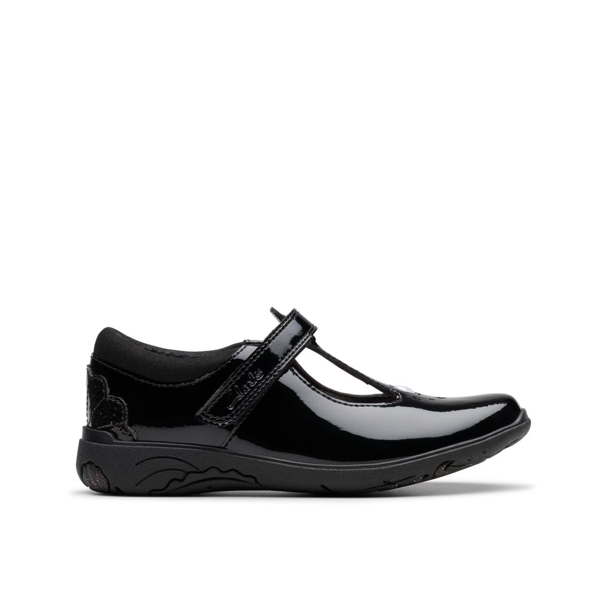 Clarks Relda Gem K. Childrens Black Pat, 13.5