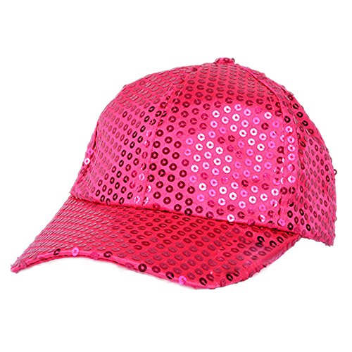 Braceus Glitter Sequins Baseball Caps Snapback Hats Party Outdoor Adjustable Hat for Women Men (Rose)