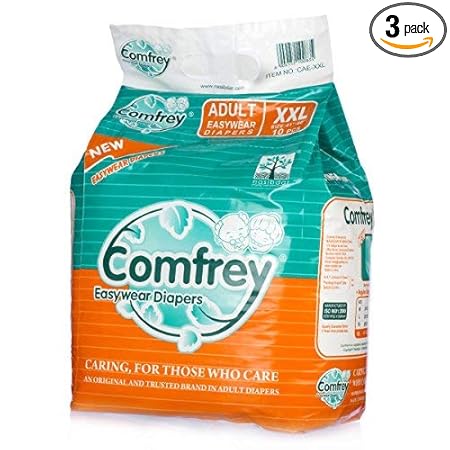 Comfrey Adult Pant type Easy Wear Diapers XXLarge - 10's Size 35inches to 47inches (Pack of 3)
